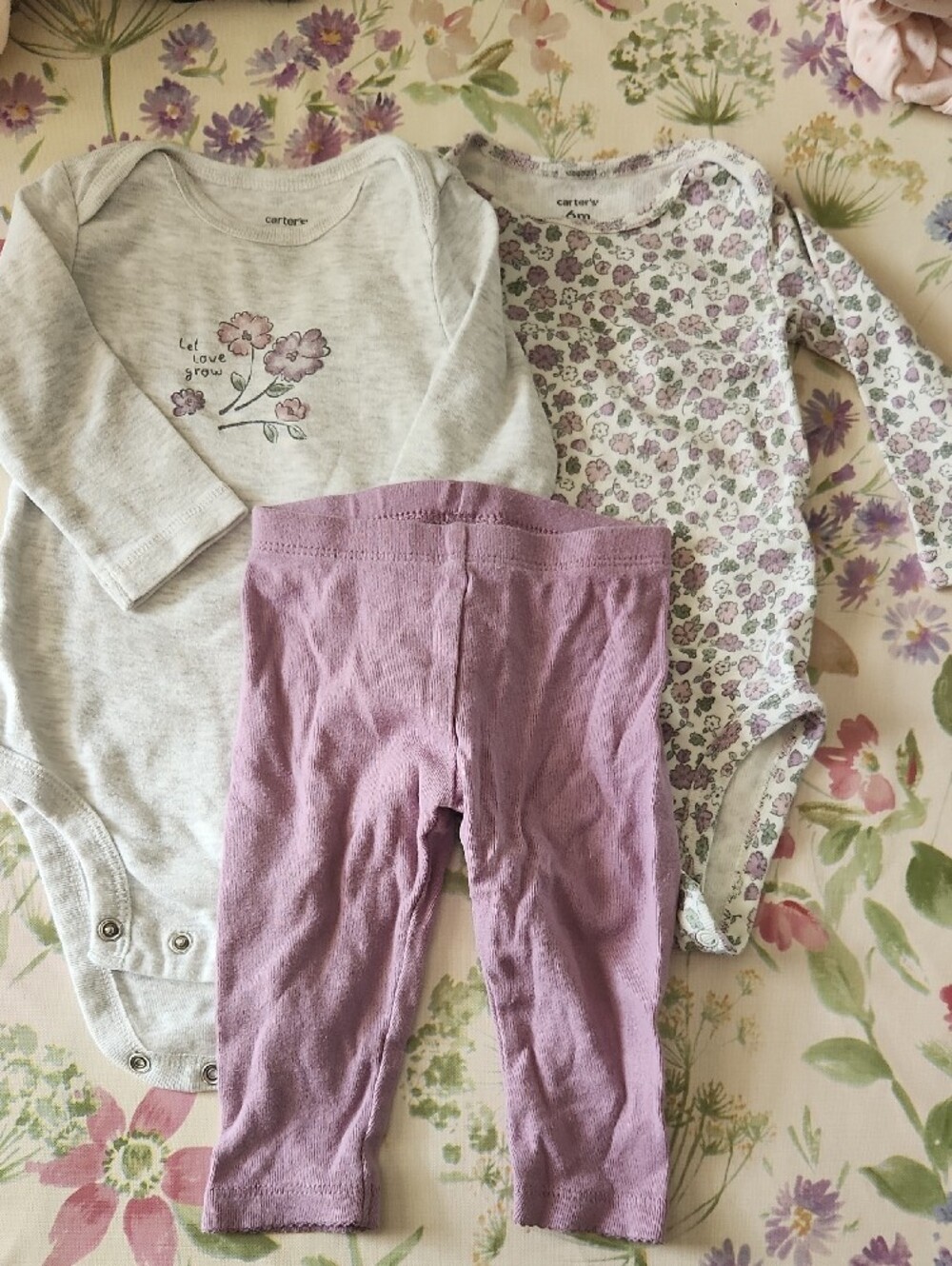 Carter's Bodysuits with Lavender Pants Set